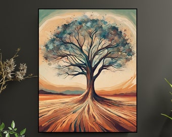 Abstract Desert Tree Art Print: Ethereal Landscape (Digital Download)