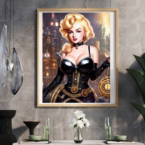 Marilyn Monroe Steampunk Portrait, Marilyn Monroe Futuristic Avatar, Presente para Gamer, Presente para Adolescente, Protetor de Tela para iPhone, Foto Legal para Tela de Bloqueio