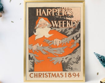 Harper's 1894 Christmas Cover Art Print, Vintage Magazine Poster (Digital Art)
