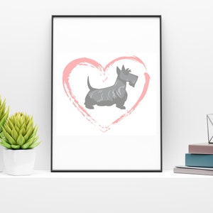 Scottish Terrier Printable Wall Art, Affordable Scottie Digital Print, Beautiful Scottie Illustration, Scottie Poster, Unique, One Of A Kind