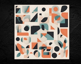 Mid-Century Modern Geometric Art Print: Abstract Shapes (Digital Download)