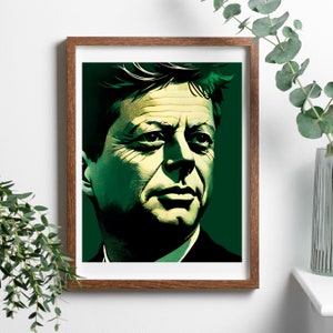 JFK Pop Art Portrait, Printable President John F. Kennedy Digital Download Art Print, Classroom Poster,Gift for Liberal, Teacher Gift