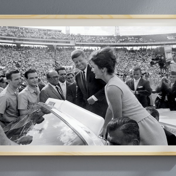 JFK and Jackie Kennedy Greet 2506 Cuban Invasion Brigade Members at Orange Bowl Stadium, 1962 Digital Download, Printable JFK Vintage Image