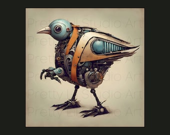 Cyberpunk Bird Art: Retro Futurism Gamer Decor (PDF, Jpeg, SVG, png)