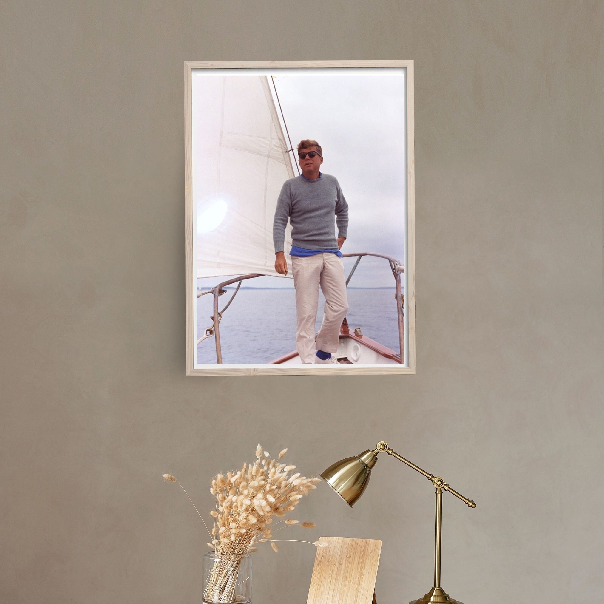 Young John F. Kennedy Sailing on Boat, Printable Photo, President JFK, Vintage JFK Print, JFK Memorabilia, Teacher Gift, Classroom Poster