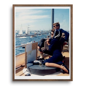 President John F. Kennedy and Wife Jackie Kennedy at 1st America&#39;s Cup Race, JFK Rare Photo,  Memorabilia Classroom Poster, Teacher Gift