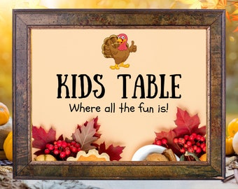 Thanksgiving Kids Table Sign, Kids Table Decorations, Thanksgiving table decor, Where All The Fun Is, Instant Download, Printable, Jpeg, PDF