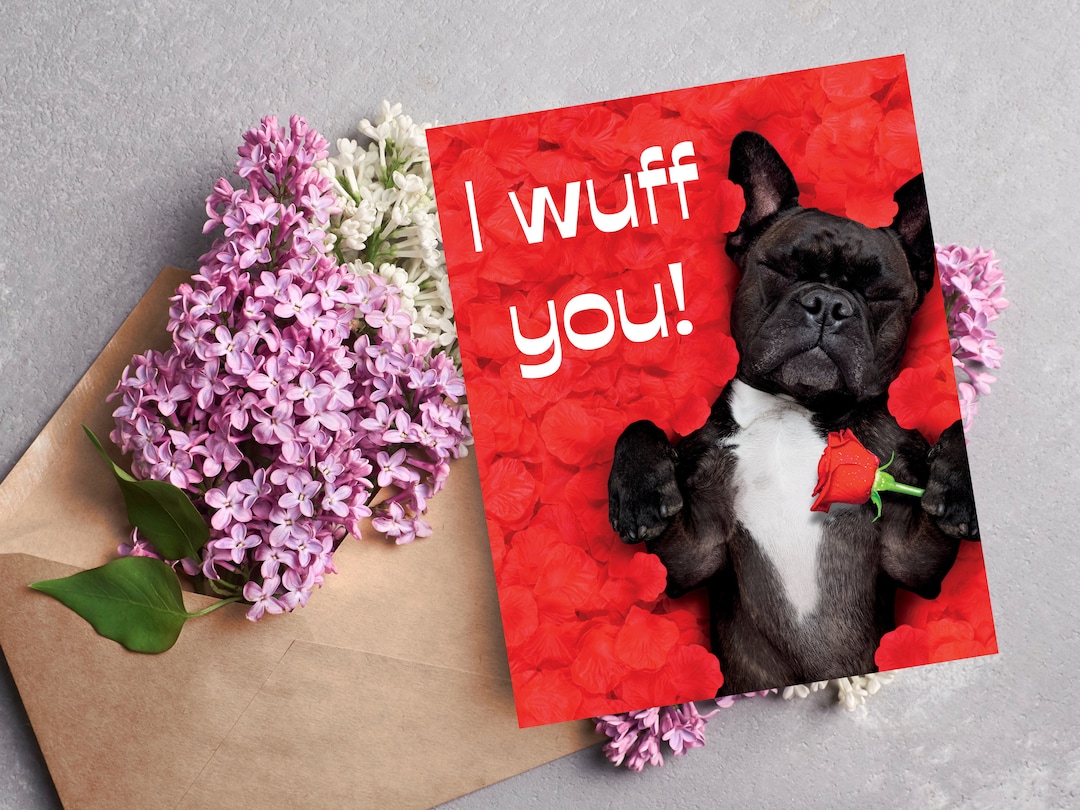 Frenchie With Roses Printable Valentine French Bulldog on Etsy