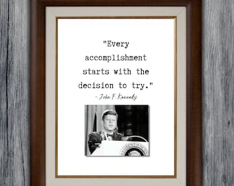 John F Kennedy Inspirational Quote Art, President Portrait, JFK Speech, History Teacher Gift, Classroom Poster, JFK Memorabilia, Digital