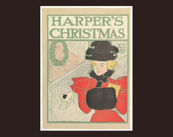 Harper's Christmas Cover Art Print, Vintage Magazine Poster (Digital Download)