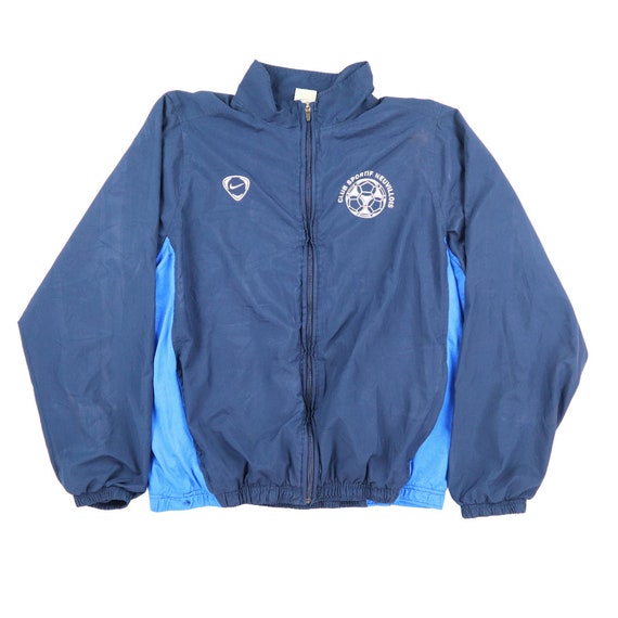 Nike Mens Tracksuit Jacket L Blue Full Zip Activewear used Vintage Top