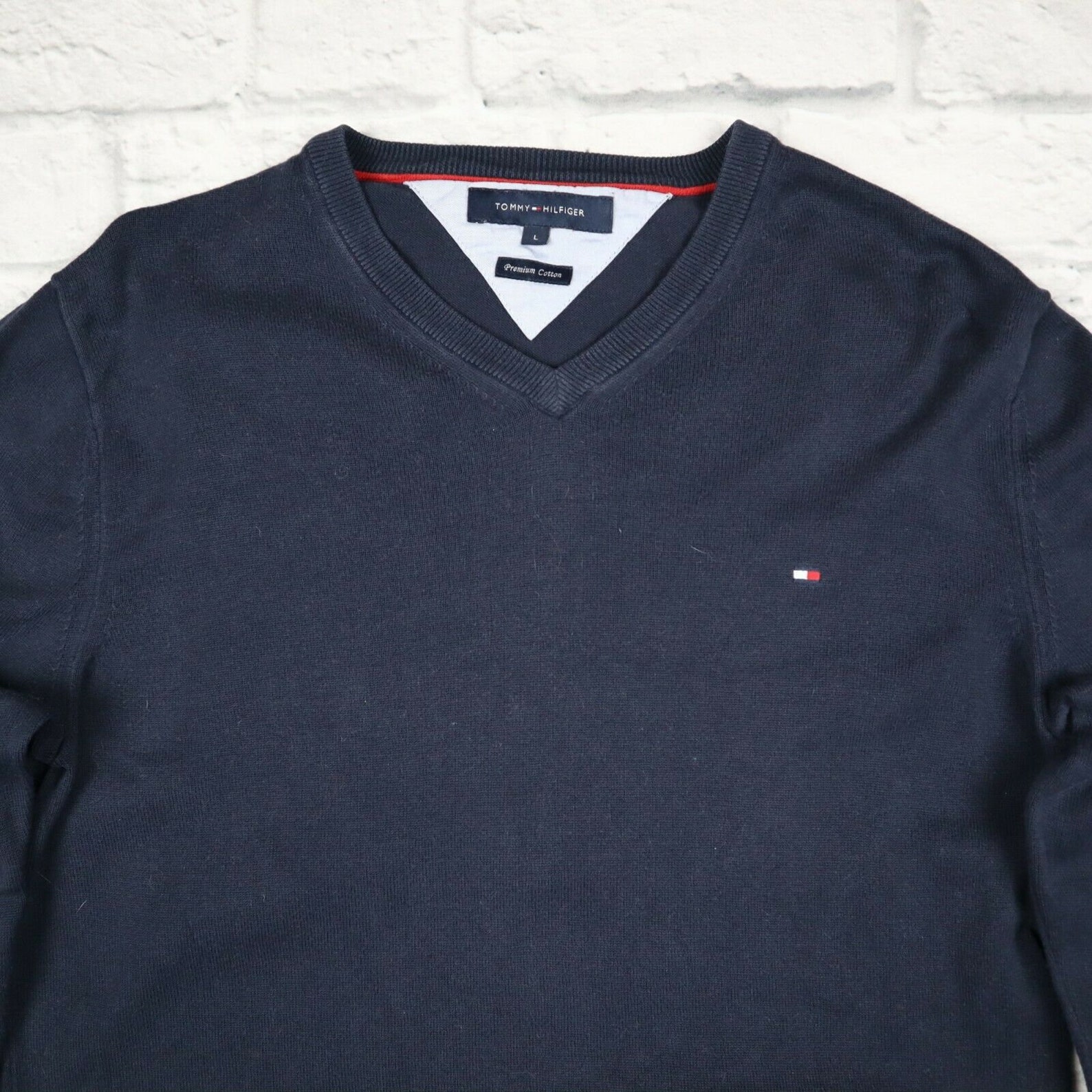 Tommy Hilfiger Jumper Premium Cotton Sweater Navy Blue Size L | Etsy