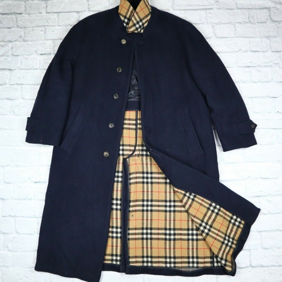 Burberry Mens Vintage Trench Coat Wool Long Nova C