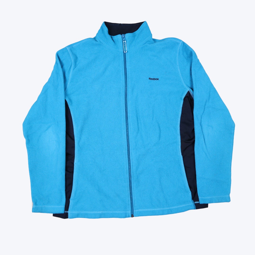 Reebok Womens Vintage Fleece Jacket Full Zip Blue Fleece Size L