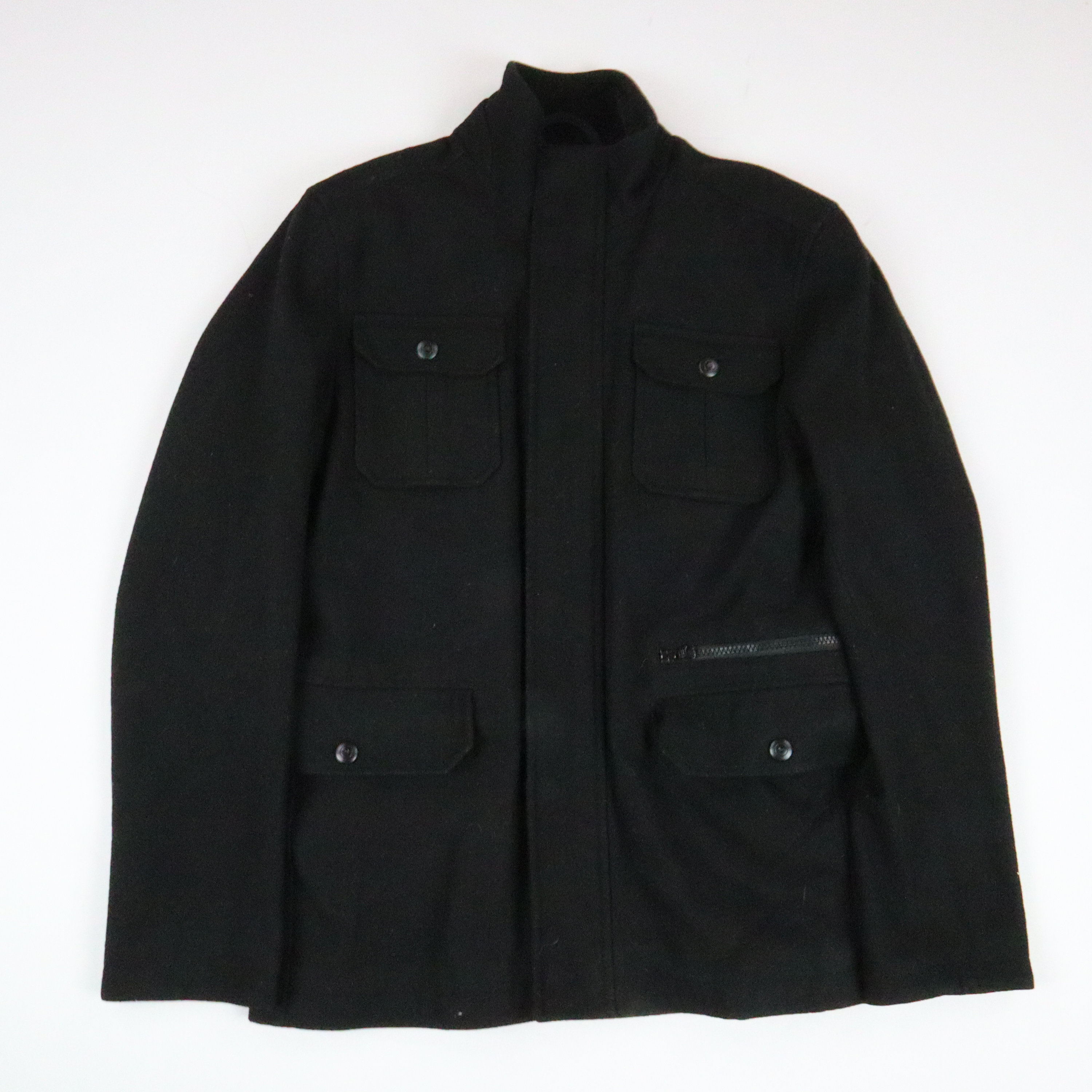 Cedar Wood State Mens Wool Coat Jacket Pockets used Vintage Black S