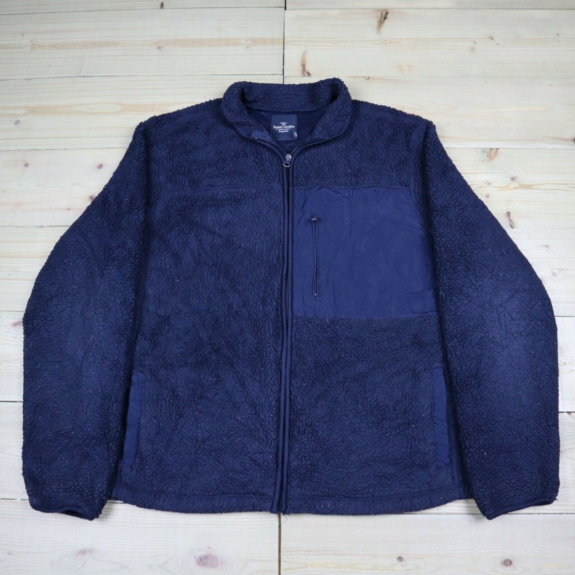 Mens Vintage Faded Glory Fleece Jacket Size L Navy Blue 90s | Etsy