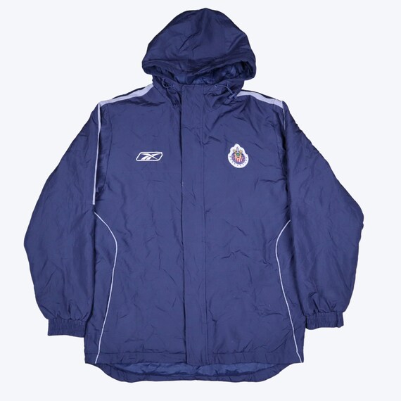 mens blue hooded coat