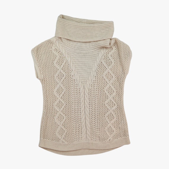 Oasis Womens Jumper Beige M Sleeveless Knitted Used Vintage