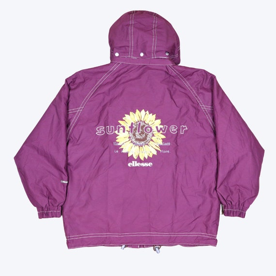 Ellesse Sunflower Womens Jacket Parka Full Zip Hooded Coat Burgundy Size L