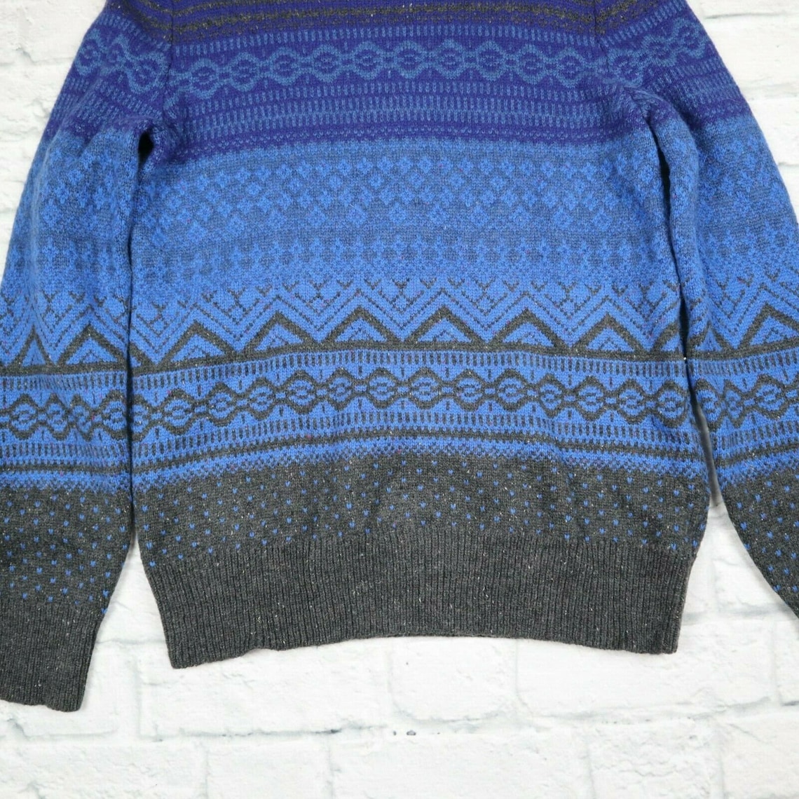 Mens Vintage Gap Wool Christmas Jumper Fair Isle Blue Sweater | Etsy