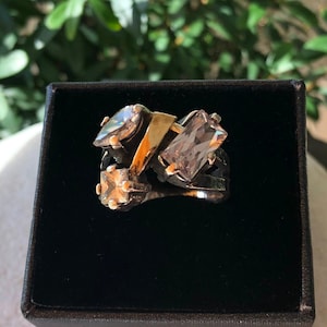 Bague en or avec pierres précieuses, bague en argent sterling, bague de cocktail, bague pour femme, bague unique, cadeau pour elle, cadeau pour petite amie