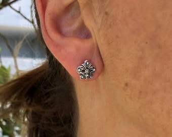Boucles D'oreilles Vintage Années 1950/1960 - Argent Massif & Marcassites - Style Clip - Occasion En Très Bel état