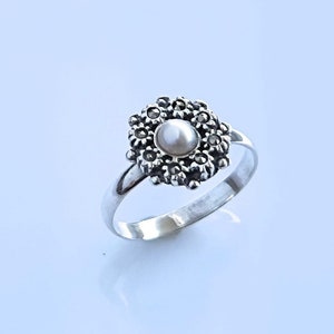 Einzigartige Perle Sterling Silber 925 Ring, Perle Ring, Handgemachter Ring, Vintage Ring, Versprechen Ring, Einzigartige Ring, Perle Schmuck, Frauen Ring, Geschenk