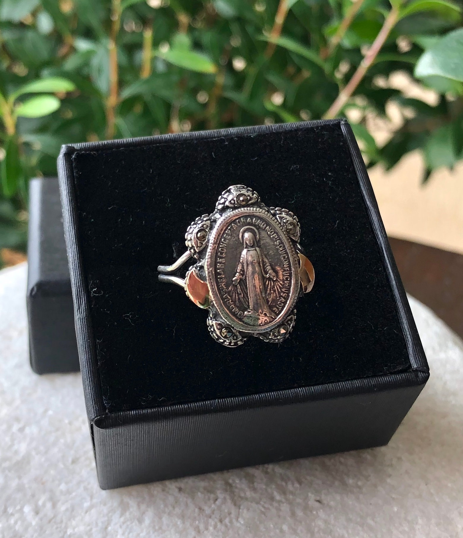 Virgin Mary Ring 925 Silver 9k Gold Religious Ring Etsy Hong Kong