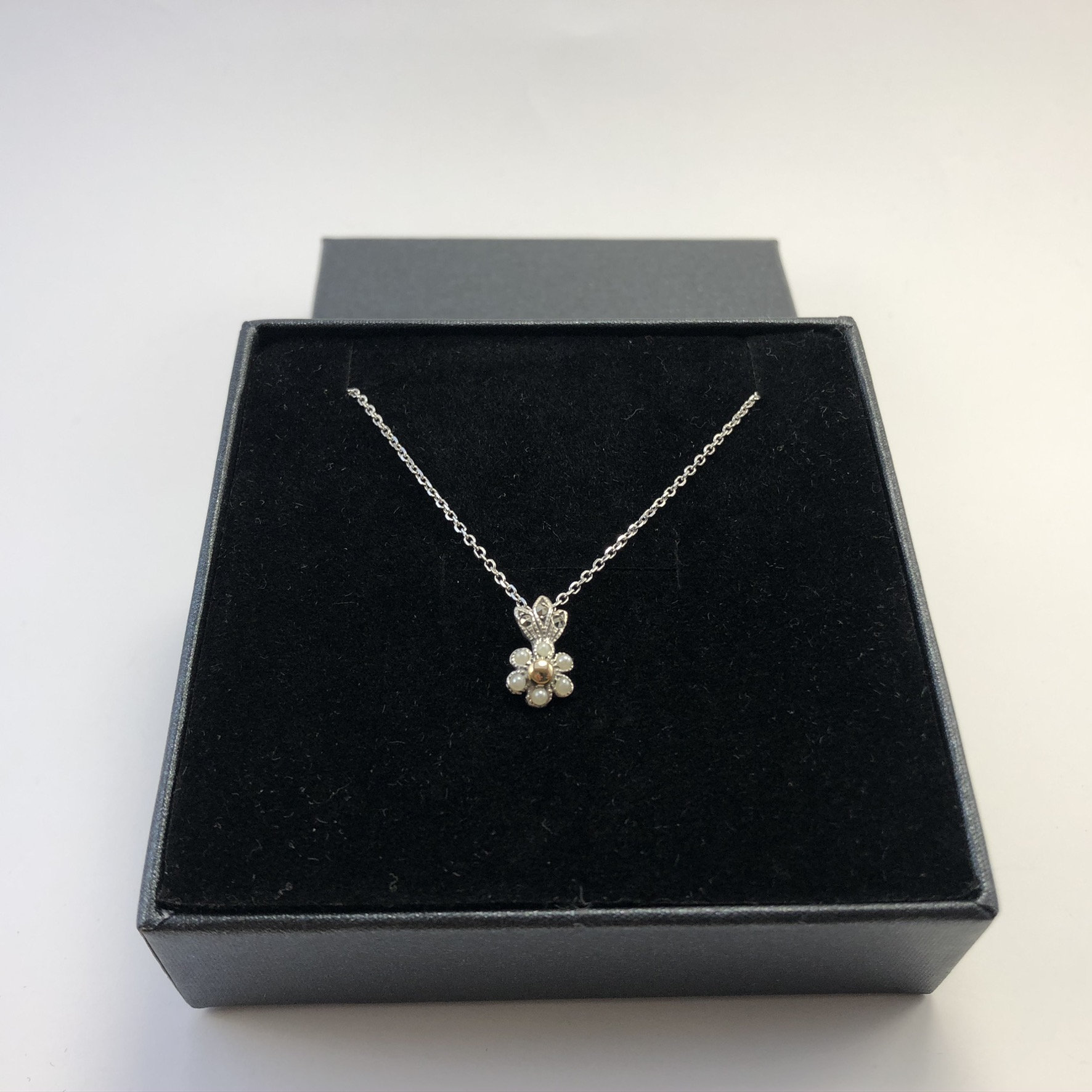 Micro-pearls Flower Necklace 925 Silver Necklace 9k Gold - Etsy