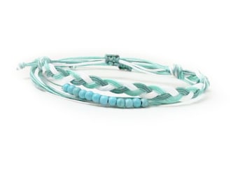 Teal Awareness String Bracelets | PTSD Awareness Cause Support Jewelry | Bracelet Gift for Ovarian Cancer | Show your Support