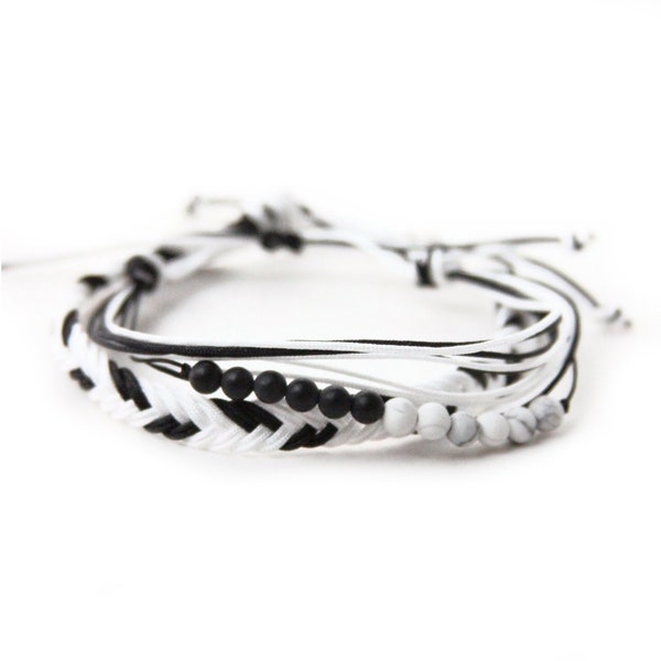 Seltene Krankheit Zebra Awareness String Armband | Black & White Awareness Schmuck | Zeigen Sie Ihre Unterstützung | Gewebtes Armband Geschenk | Unterstützen