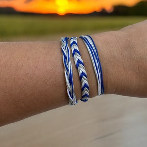 Air Force Colors Braided String Bracelets | Support Our Troops | Bracelet Gift for Military Deployment | Cause Awareness Jewelry