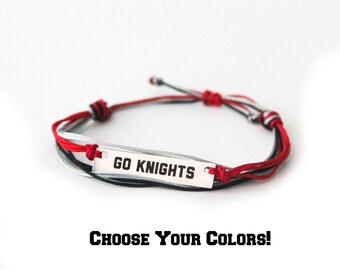 Go Knights String Bracelet Choose your Colors | Team Spirit Collection | Spiritwear Jewelry | School Colors Mascot | Show Your Support