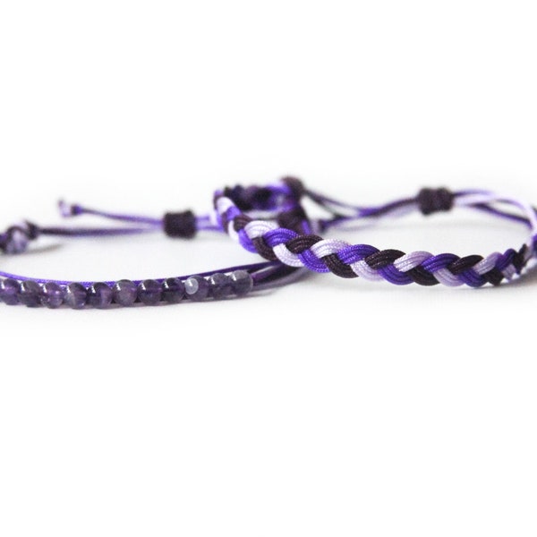 Purple Awareness String Bracelet | Awareness Jewelry | Pancreatic Cancer Support | Woven Bracelet Gift for Epilepsy | Abuse Survivor