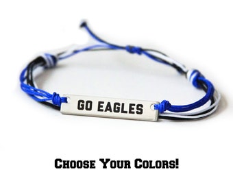 Go Eagles String Bracelet Choose your Colors | Team Spirit Collection | Spirit Wear Jewelry | School Colors Mascot | Show Your Support