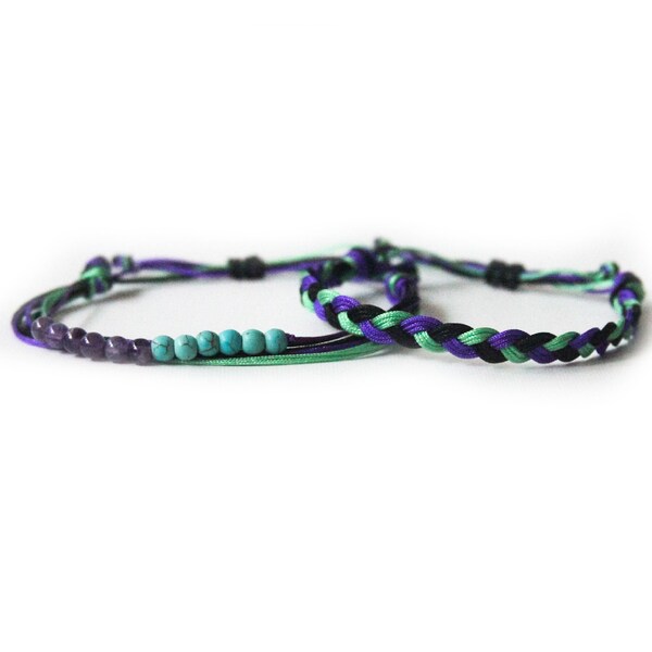 Suicide Loss Awareness String Bracelet | Purple and Teal Jewelry | Suicide Loss Support | Woven Bracelet Gift | Remembrance Present