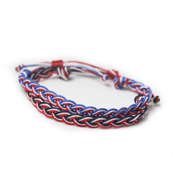 America Wave Braid String Bracelet | Red White & Blue Collection | Summer Jewelry | Adjustable Stackable Friendship Bracelets | Party Favors