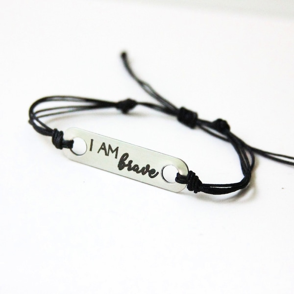 I am Brave String Bracelet | Affirmation Collection | Adjustable Layering Stackable Jewelry | Party Favor Arm Stack | Mix & Match
