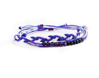 Preeclampsia Awareness String Armbänder | Lila & Blau Awareness Schmuck | Unterstütze eine Sache | Gewebtes Armband Geschenk | Erinnerung