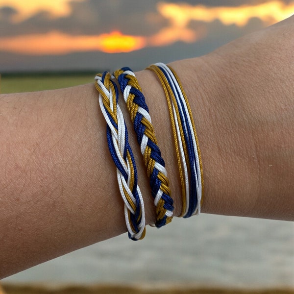 Pulseras de hilo trenzado con colores de la Marina / Apoye a nuestras tropas / Pulsera de regalo para despliegue militar / Joyas para concientizar sobre la causa