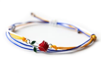 Beauty and the Beast Princess String Bracelet | Belle Rose Stack Wish Bracelet Gift for Girls | Party Favor Jewelry | Adjustable & Stackable
