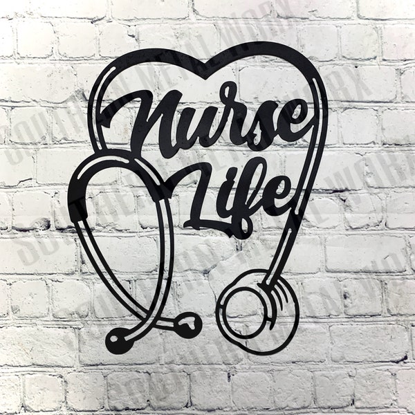Metal art- 16 gauge steel in black- ‘Nurse Life’ heart stethoscope wall sign- nurse- doctor- medical field- Metal sign- heart- wall sign