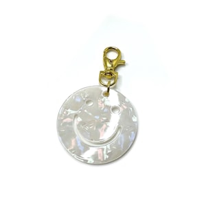White/Opal Smile Acrylic Keychain | Smile Face | Acrylic Keyring | Happy Face Keychain | Smile Keychain | Retro Smiley Face | Bag Charm
