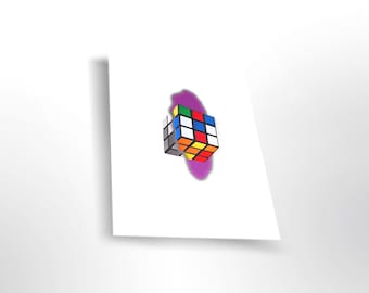 Digitalt tryck med flerdimensionell Rubiks kub | Kontorsinredning | Pusselkonst | Rubiks kub-memorabilia | Modern väggkonst | Barnrumskonst