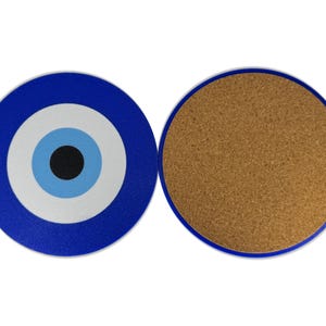 Zestaw podstawek Evil Eye | Zestaw 4 podstawek pod napoje | Evil Eye | Boho | Dekoracja stolika kawowego | Tureckie podstawki Evil Eye | Prezent na parapetówkę