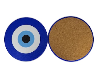 Böses Auge Untersetzer Set | 4er Set Untersetzer | Böser Blick | Boho | Kaffee-Tischdekor | Türkisch Evil Eye Untersetzer | Einweihungsgeschenk