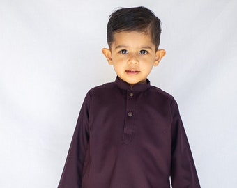 Classique prune - pyjama kurta bébé garçon / shalwar kameez / thobe - desi pakistanais et indien, ramadan, eid, mariage, shaadi, mehendi, holi