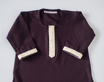 Plommonbroderad - Baby Boy Kurta Pyjama / Shalwar Kameez / Thobe - pakistanska och indiska, Ramadan, Eid, Bröllop, Shaadi, Mehendi, Holi