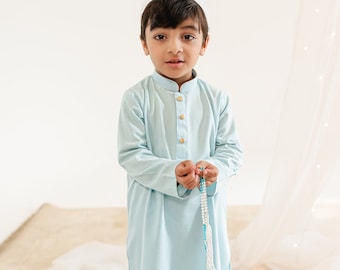 Asemaan - Sky Blue Kurta - Baby Boy Kurta Pajama / Shalwar Kameez - Pakistani & Indian, Ramadan, Eid, Wedding, Shaadi, Mehendi, Holi