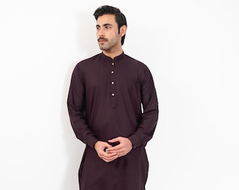 Plum Kurta Classic - Kurta Pyjama för män / Shalwar Kameez - Pakistanska & indiska, Ramadan, Eid, Bröllop, Shaadi, Mehendi, Holi